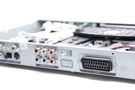 Scart connections for good picture and sound qualityの写真素材