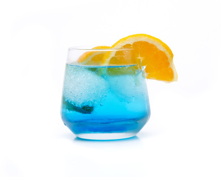 a cocktail of blue called blue lagoon の写真素材