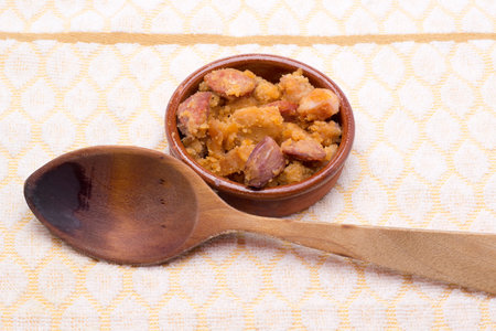 Extremadura crumbs, a typical dish of southern Spain, based bread and garlicの写真素材