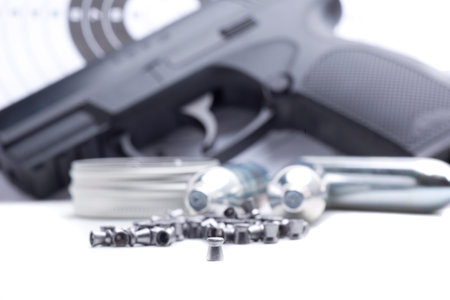 compressed air gun that shoots pellets for sports practiceの写真素材