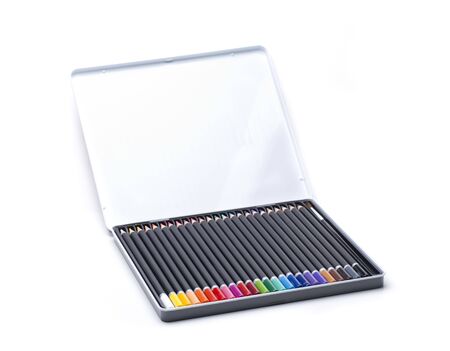 box with many pencils, especially for learning paintingの写真素材