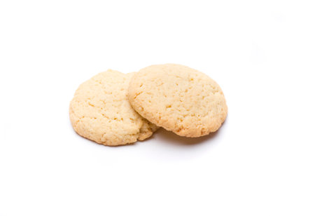 fresh homemade cookies in an oven with white backgroundの写真素材