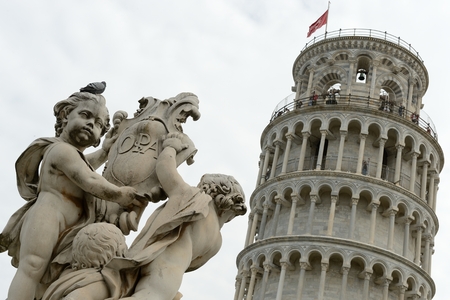 the amazing leaning tower in Pisa, Italy Tuscany-の写真素材