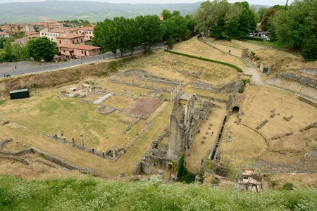 Antique Roman Amphitheatre in Volterra, Tuscany-Italyの写真素材