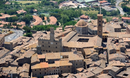 Aerial view of Volterra old tuscany town in Italyの写真素材
