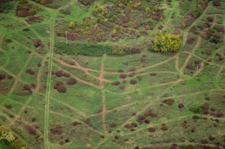 aerial view of a land in Tuscany, Italyの写真素材