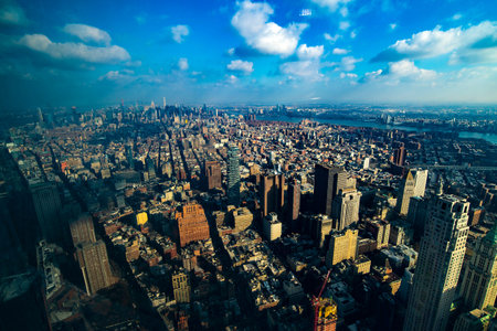 Aerial view of New York City, USA. Manhattan skyline.
