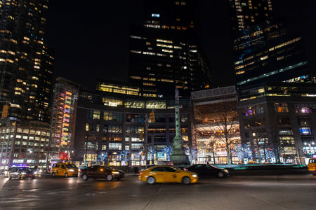 New York City Manhattan downtown at night.
