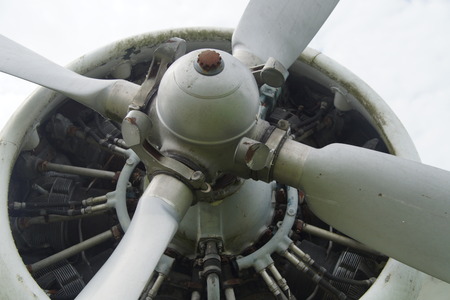 Old vintage aircraft propellerの写真素材