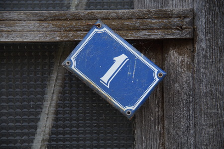 Front door number one - close-upの写真素材