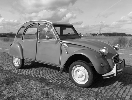 Citroen 2CV (deux chevaux) - Black and whiteのeditorial素材