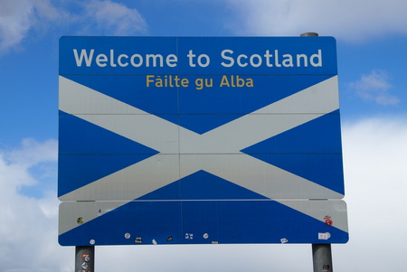 Border sign: Welcome to Scotlandの写真素材