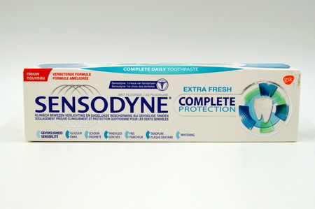 package of sensodyne toothpasteのeditorial素材