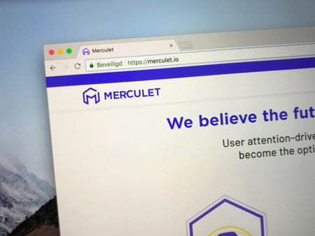 Amsterdam, the Netherlands - August 25, 2018: Website of Merculet (MVP), a digital currency.