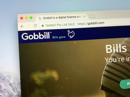 Amsterdam, the Netherlands - August 21, 2018: Website of Gobbill, a service provider for automated payments of household bills.のeditorial素材