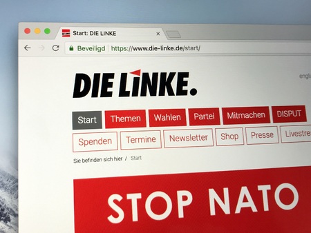 Berlin, Germany - June 29, 2018: Official website of democratic socialist German political party The Left (German: Die Linke), also referred to as the Left Party (German: die Linkspartei)のeditorial素材
