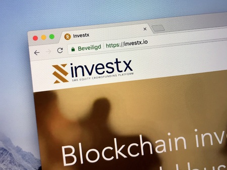 Amsterdam, the Netherlands - September 22, 2018: Website of investx, a blockchain investment company.のeditorial素材