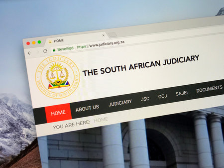 Amsterdam, the Netherlands - September 12, 2018: Website of The South African judiciary.