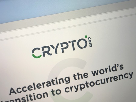 Amsterdam, the Netherlands - September 5, 2018: Website of CRYPTO.com, a cryptocurrency payments platform.のeditorial素材