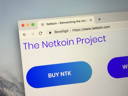 Amsterdam, the Netherlands - September 30, 2018: Website of Netkoin, a digital cryptocurrency.のeditorial素材