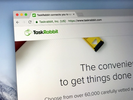 Amsterdam, the Netherlands - June 27, 2018: Website or TaskRabbit, a online and mobile marketplace that matches freelance labor with local demand.のeditorial素材