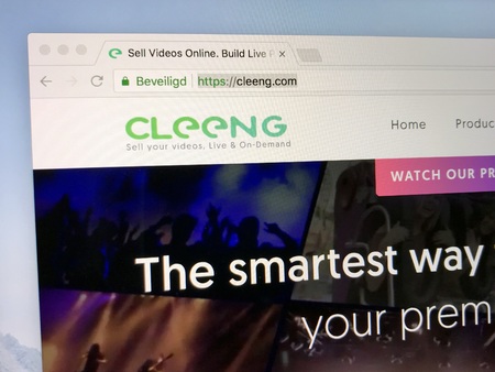 Amsterdam, the Netherlands - June 26, 2018: Website of Cleeng, a video e-commerce solutions for broadcasters.のeditorial素材