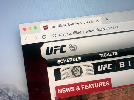 Amsterdam, Netherlands - October 12, 2018: Website of The Ultimate Fighting Championship or UFC, an American mixed martial arts promotion company.のeditorial素材