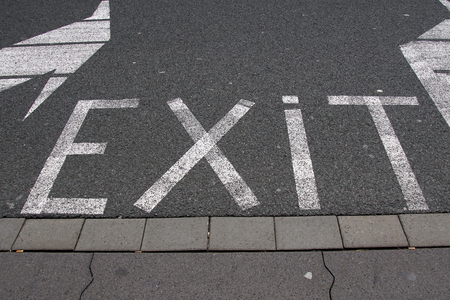 Word painted as road marking on a road.の写真素材