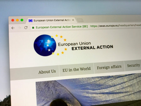 Amsterdam, the Netherlands - June 20, 2018: Official website The European External Action Service...