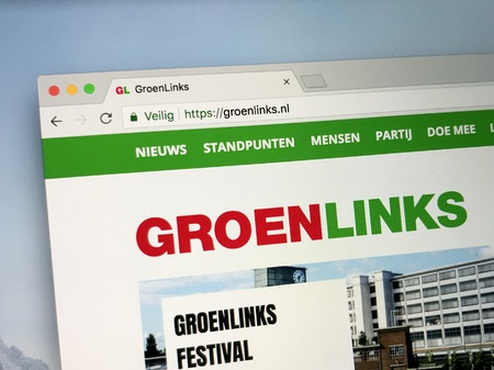Amsterdam, Netherlands - May 20, 2018: Website of GroenLinks, a green political party in the Netherlands.のeditorial素材
