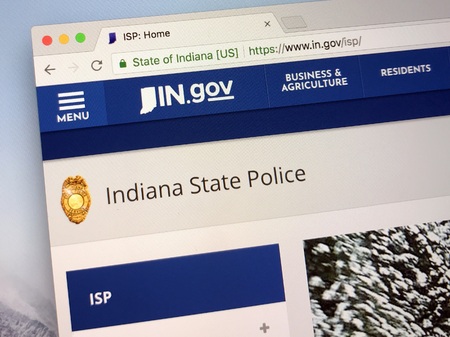 Amsterdam, Netherlands - May 28, 2018: Website of The Indiana State Police the statewide law enforcement agency for the US state of Indiana.のeditorial素材