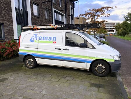 Almere, the Netherlands - October 18, 2019: Breman service of parked on a public parking lot. Nobody in the vehicle.のeditorial素材