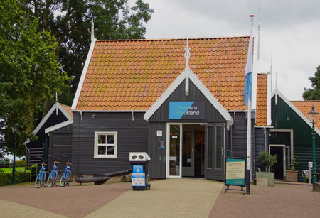 Schokland, the Netherland - August 9, 2021: Entrance of Museum Schokland, an open-air museum in the...