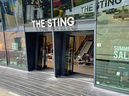 Almere, the Netherlands - June 18, 2022: Entrance of The Sting fashion store.