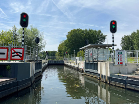Almere, the Netherlands - July 12, 2022: Entrance of a Dutch lock.のeditorial素材