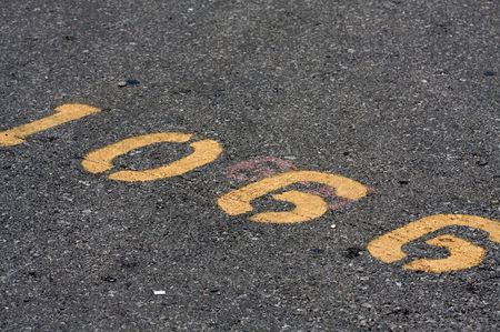 Stenciled numbers on blacktopの写真素材