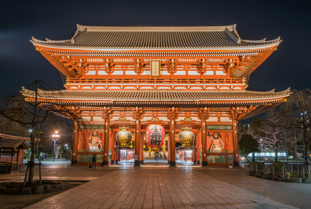 Sensoji Temple at night in Asakusa Tokyo Japanのeditorial素材