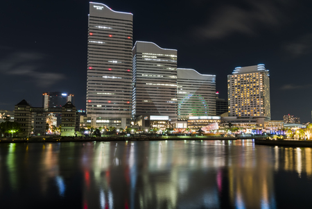 Minatomirai at night in Yokohama,Japan - 5th May 2017のeditorial素材