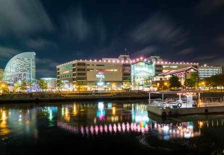 Minatomirai at night in Yokohama,Japan - 5th May 2017のeditorial素材