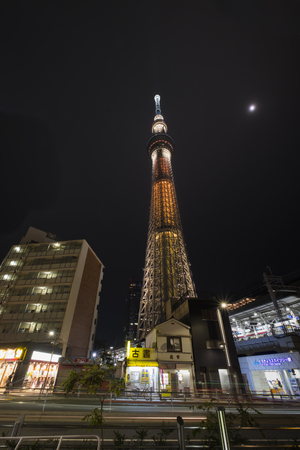 Tokyo Sky Tree at night in tokyo,Japan : 3rd November 2017のeditorial素材