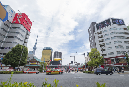 Attractions around Asakusa Temple,Tokyo,Japan:2nd July 2017のeditorial素材