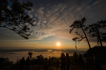 Phu Kradueng National Park at sunrise in Loei,Thailandの写真素材