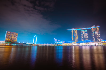 Marina Bay Sands at night in Singaporeのeditorial素材