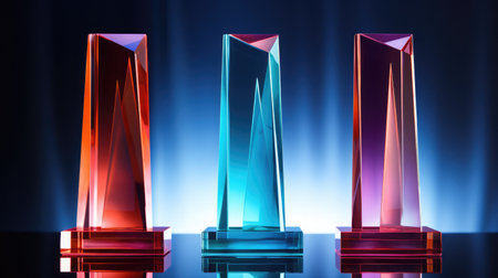 Crystal glass trophy plaque for awarding ceremonyの素材