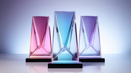 Crystal glass trophy plaque for awarding ceremonyの素材