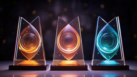 Crystal glass trophy plaque for awarding ceremonyの素材