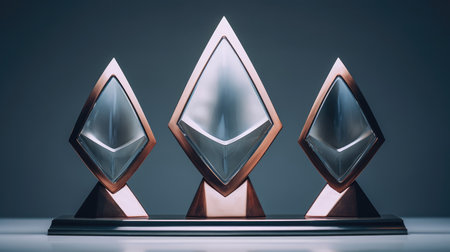 Silver trophy plaque for awarding ceremonyの素材