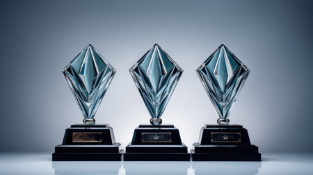 Silver trophy plaque for awarding ceremonyの素材