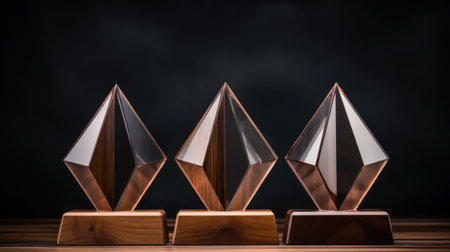 Wooden and crystal glass trophy plaque for awarding ceremonyの素材