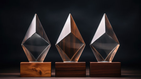 Wooden and crystal glass trophy plaque for awarding ceremonyの素材